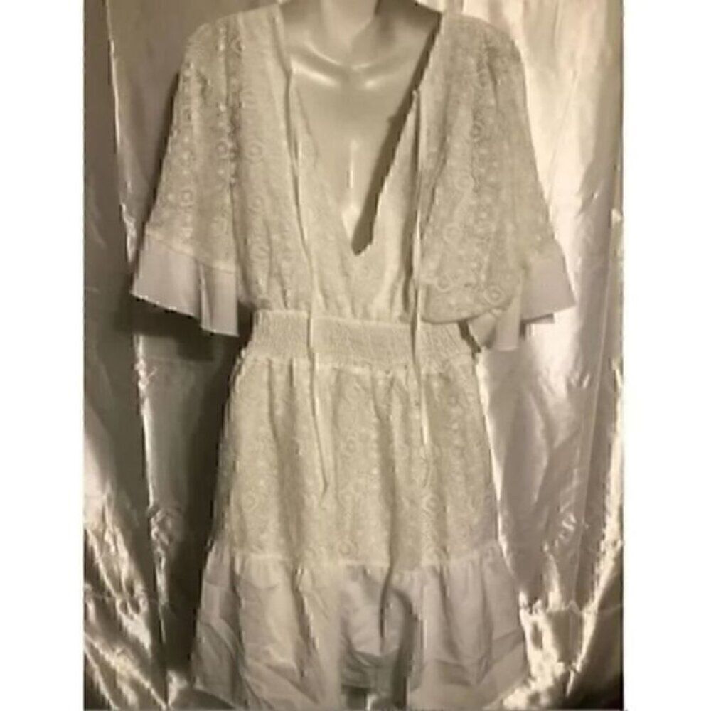 Casual Lace Patchwork Batwing Sleeve V Neck Fashion Summer Loose Dress L - Picture 8 of 8